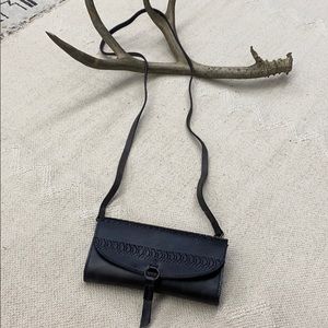 RPS black tooled wallet/cross body leather